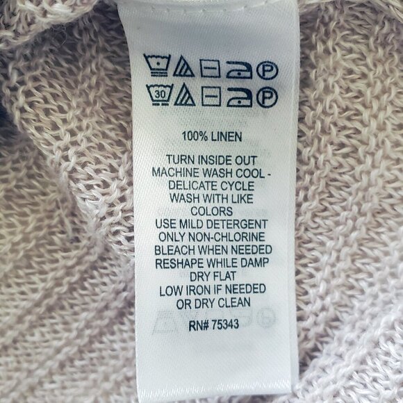 Tahari 100% Linen Open Weave Lightweight Long Sleeve Sweater Size M - Picture 8 of 15